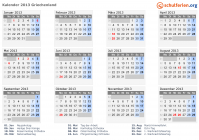 Kalender 2013 mit Ferien und Feiertagen Griechenland