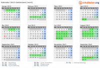 Kalender 2013 mit Ferien und Feiertagen Gelderland (nord)