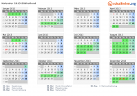 Kalender 2013 mit Ferien und Feiertagen Südholland