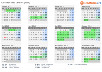 Kalender 2013 mit Ferien und Feiertagen Utrecht (nord)