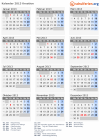 Kalender 2013 mit Ferien und Feiertagen Kroatien