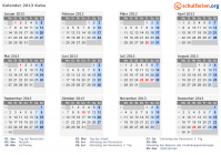 Kalender 2013 mit Ferien und Feiertagen Kuba