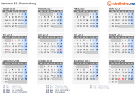 Kalender 2013 mit Ferien und Feiertagen Luxemburg