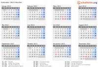 Kalender 2013 mit Ferien und Feiertagen Mexiko