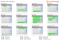 Kalender 2013 mit Ferien und Feiertagen Akershus