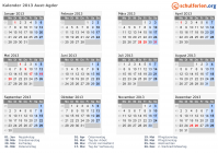 Kalender 2013 mit Ferien und Feiertagen Aust-Agder