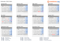 Kalender 2013 mit Ferien und Feiertagen Oslo