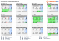 Kalender 2013 mit Ferien und Feiertagen Ermland-Masuren