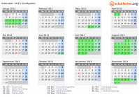 Kalender 2013 mit Ferien und Feiertagen Großpolen