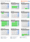 Kalender 2013 mit Ferien und Feiertagen Pommern