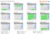 Kalender 2013 mit Ferien und Feiertagen Westpommern