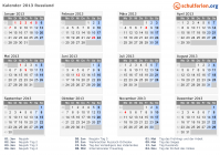 Kalender 2013 mit Ferien und Feiertagen Russland