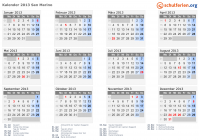Kalender 2013 mit Ferien und Feiertagen San Marino