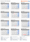 Kalender 2013 mit Ferien und Feiertagen Slowakei