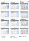 Kalender 2014 mit Ferien und Feiertagen Australisches Hauptstadtterritorium