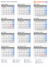 Kalender 2014 mit Ferien und Feiertagen Australien