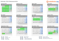 Kalender 2014 mit Ferien und Feiertagen Westaustralien