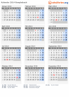 Kalender 2014 mit Ferien und Feiertagen Bangladesch