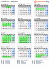 Kalender 2014 mit Ferien und Feiertagen Wallonien