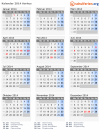 Kalender 2014 mit Ferien und Feiertagen Aarhus
