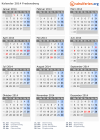 Kalender 2014 mit Ferien und Feiertagen Fredensborg