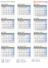Kalender 2014 mit Ferien und Feiertagen Tårnby