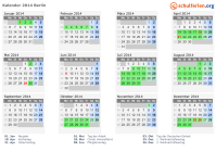 Kalender 2014 mit Ferien und Feiertagen Berlin