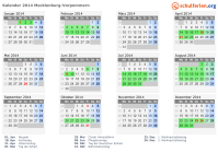 Kalender 2014 mit Ferien und Feiertagen Mecklenburg-Vorpommern