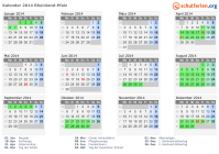 Kalender 2014 mit Ferien und Feiertagen Rheinland-Pfalz