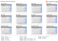 Kalender 2014 mit Ferien und Feiertagen El Salvador