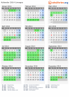 Kalender 2014 mit Ferien und Feiertagen Limoges