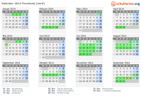 Kalender 2014 mit Ferien und Feiertagen Flevoland (nord)