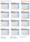 Kalender 2014 mit Ferien und Feiertagen Honduras