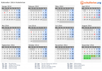 Kalender 2014 mit Ferien und Feiertagen Kalabrien