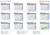 Kalender 2014 mit Ferien und Feiertagen Molise