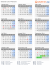 Kalender 2014 mit Ferien und Feiertagen Piemont