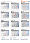 Kalender 2014 mit Ferien und Feiertagen Kambodscha