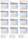 Kalender 2014 mit Ferien und Feiertagen Kolumbien