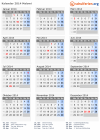 Kalender 2014 mit Ferien und Feiertagen Malawi