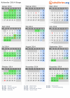 Kalender 2014 mit Ferien und Feiertagen Otago