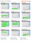 Kalender 2014 mit Ferien und Feiertagen Rogaland