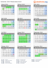 Kalender 2014 mit Ferien und Feiertagen Niederösterreich