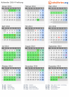 Kalender 2014 mit Ferien und Feiertagen Freiburg