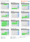 Kalender 2014 mit Ferien und Feiertagen Wallis