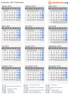Kalender 2014 mit Ferien und Feiertagen Slowakei