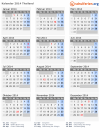 Kalender 2014 mit Ferien und Feiertagen Thailand
