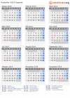 Kalender 2014 mit Ferien und Feiertagen Uganda