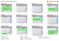 Kalender 2015 mit Ferien und Feiertagen Südaustralien