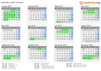 Kalender 2015 mit Ferien und Feiertagen Victoria