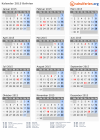 Kalender 2015 mit Ferien und Feiertagen Bolivien